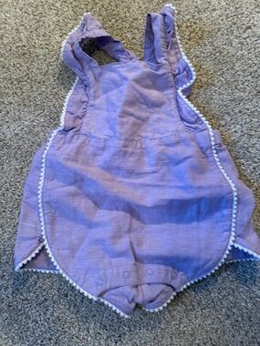 Janie and Jack Lavender Pom-Trim Crossback One-Piece Bodysuit